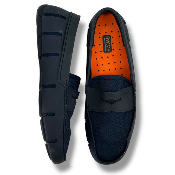 Swims Ultra Light Penny Loafter Washable Boat Deck Shoes Mens Sz 9 Blue Orange - Picture 1 of 9
